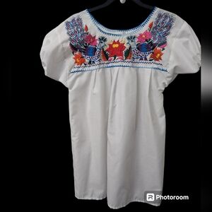 Authentic Mexican Floral White Top